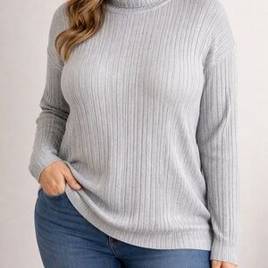 GENERATION Y Light Gray Ribbed Turtleneck Sweater